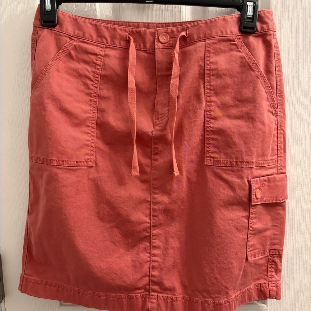 L.L. Bean Women’s Sporty Chic Cotton Coral Pink Cargo Mini Skirt Size 8